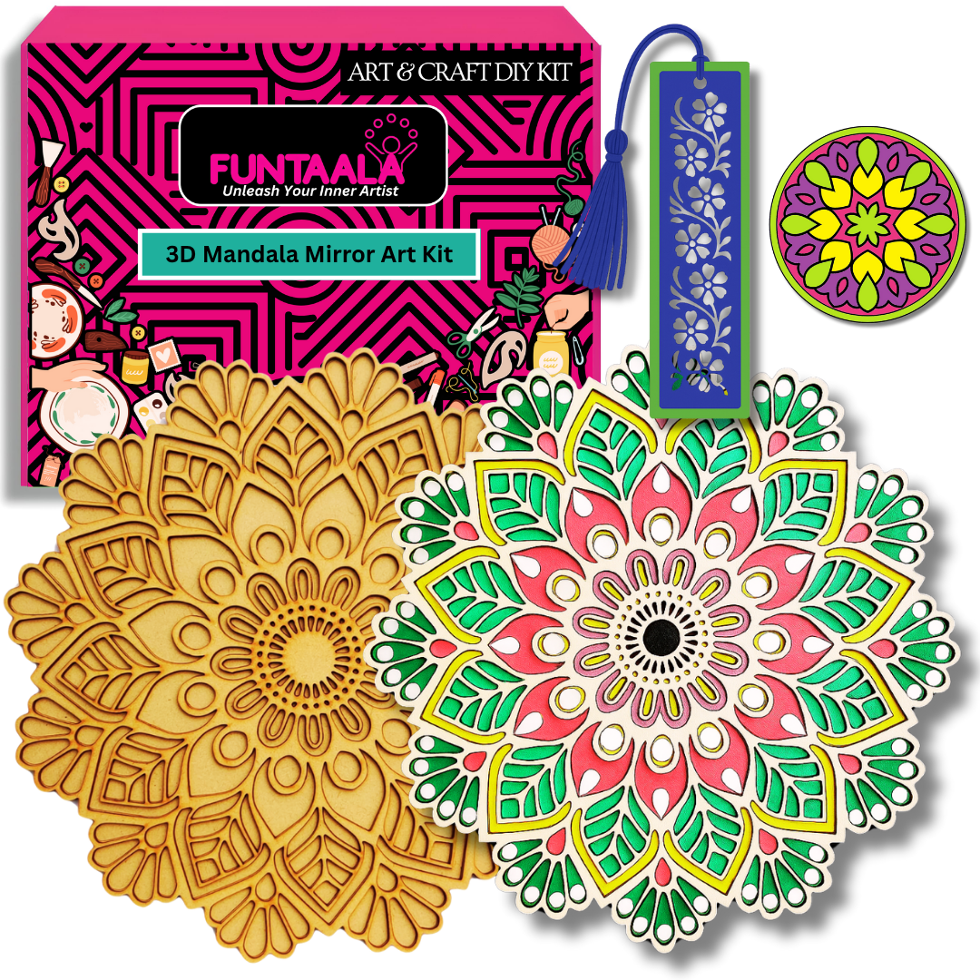 Funtaala 3D Mandala Mirror Art Kit – Create, Paint, Decorate!