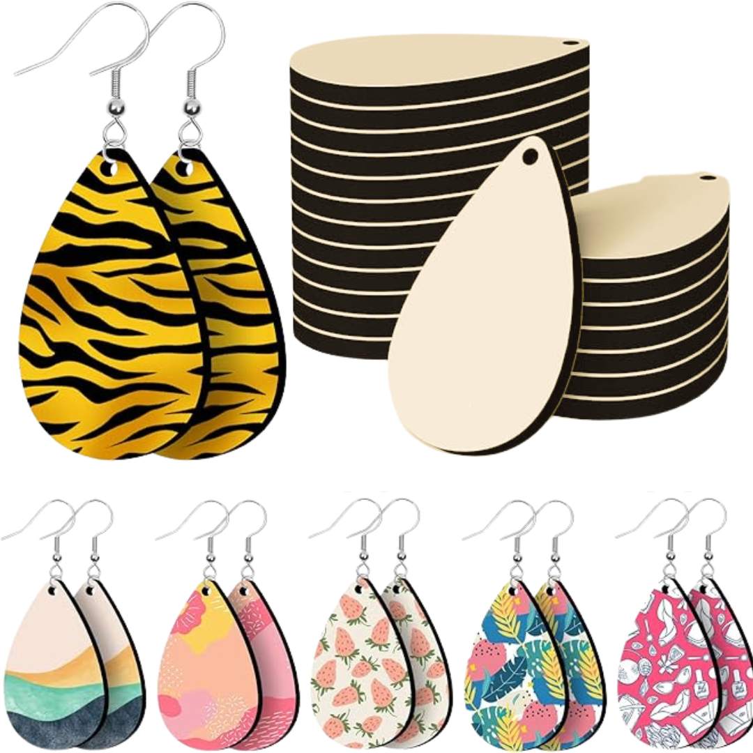 Drop Shape Wooden Earring Blanks – DIY Jewelry Craft Kit - From the House of SajWorld