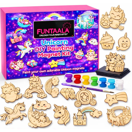 Funtaala DIY Painting Magnet Kit | Birthday gift for kids | Creative Art & Craft Activity for Kids | Perfect Return Gift for Boys & Girls (Unicorn)