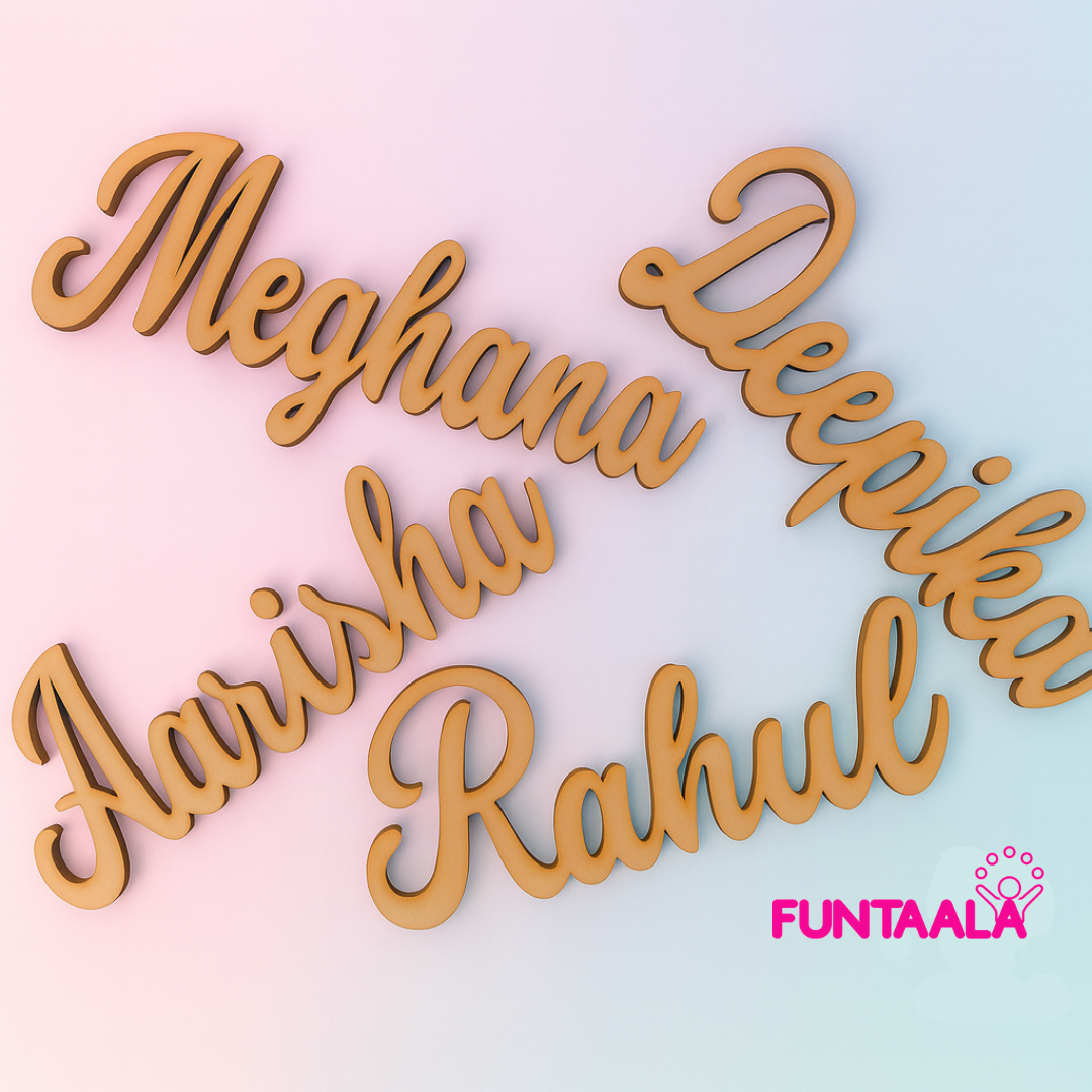 Custom Wooden Name Cutouts – Personalized Laser Cut Name Tags for Kids Room, Gifting & DIY Decor