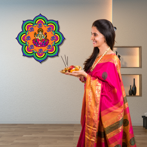 Funtaala Pre-Marked Ganesha Mandala Wooden Wall Art DIY Kit