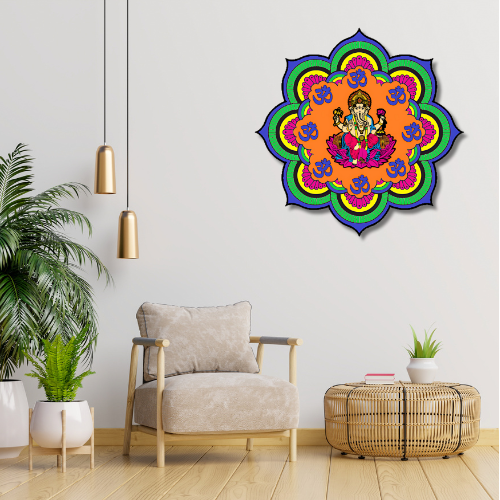 Funtaala Pre-Marked Ganesha Mandala Wooden Wall Art DIY Kit